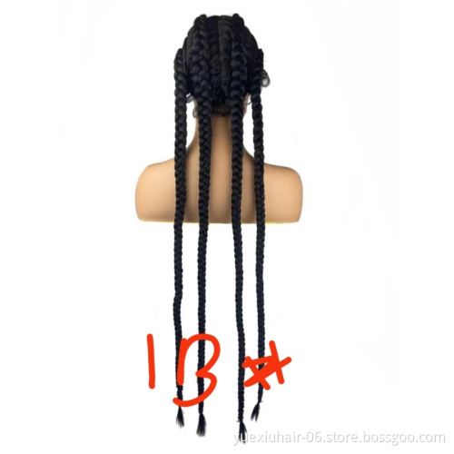 African Glueless Box Braids Wig Women Tresse Cornrow Baby Hair Remy Lace Braided Wig